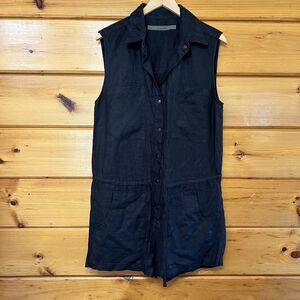 Enza Costa Romper Women's Size 3 (L) Hemp USA Made Sleeveless Drawstring Collar